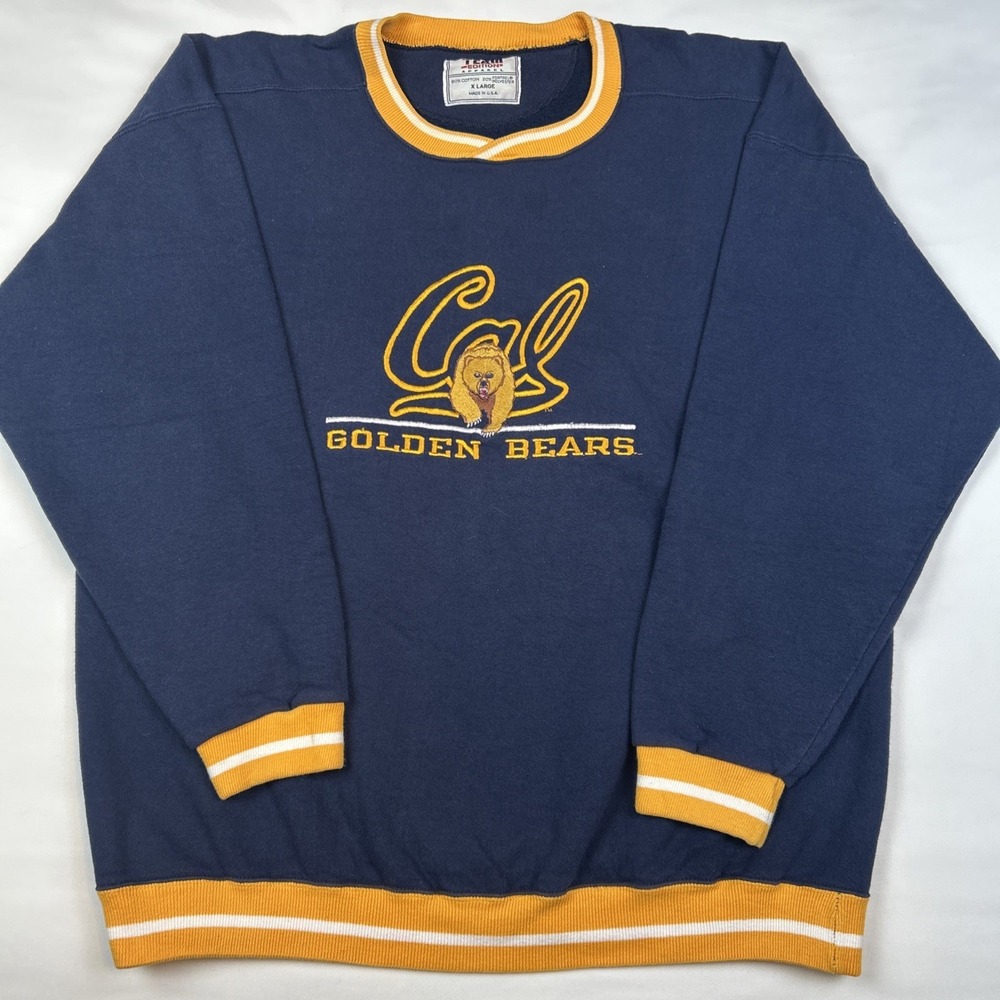 VTG University California Cal Bears Sweatshirt Mens XL Blue Team Edition Ringer